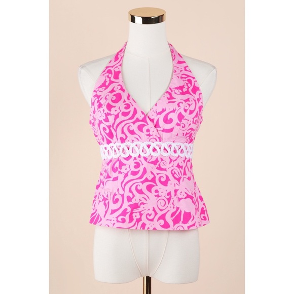 Sz 4 Lilly Pulitzer Princess Pink Halter Top & Wrap Skirt Matching Set GUC - Picture 7 of 7